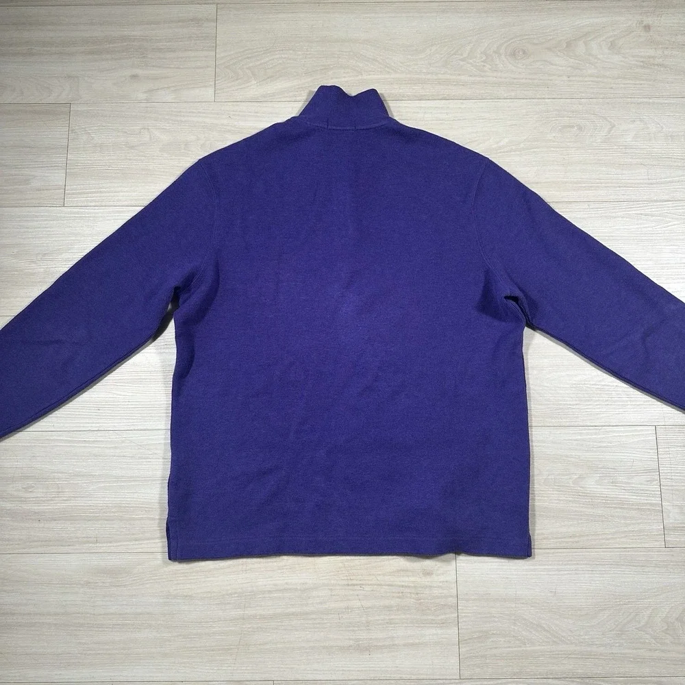Polo Ralph Lauren Quarter Zip Pullover Mens Large Purple Cotton Mock Neck Preppy